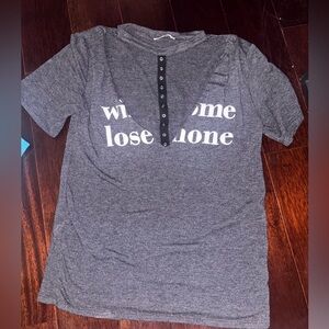 Gray Women's Top with Button Detail